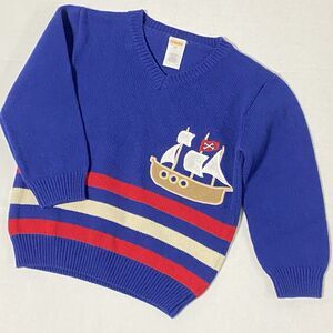 Gymboree Boys 3T Stripes Pirate Ship Sweater Pull Over Nautical BOYS Blue COTTON